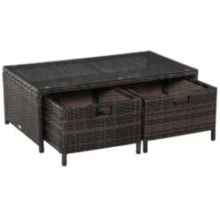 Outsunny 4-Seater Rattan Garden Furniture Set - Table/Storage - Brown - 860-104V70BN -OUTSUNNY Sales Shop o u outsunny 860 104v70bn 6