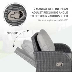 Outsunny 7-Seater Rattan Garden Furniture Set With Recliners - Grey - 860-105V70 -OUTSUNNY Sales Shop o u outsunny 860 105v70 2