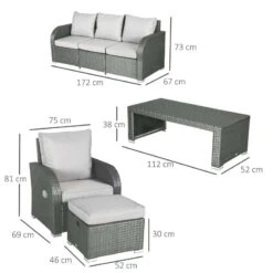 Outsunny 7-Seater Rattan Garden Furniture Set With Recliners - Grey - 860-105V70 -OUTSUNNY Sales Shop o u outsunny 860 105v70 dimensions