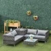 Outsunny 4-Seater Rattan Garden Furniture Set - Grey - 860-114 20 Outsunny 4-Seater Rattan Garden Furniture Set - Grey - 860-114 -OUTSUNNY Sales Shop o u outsunny 860 114