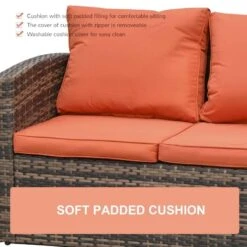 Outsunny 7-Seater Rattan Garden Furniture Set - Brown/Orange - 860-120V70 -OUTSUNNY Sales Shop o u outsunny 860 120v70 4