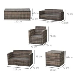 Outsunny 7-Seater Rattan Garden Furniture Set - Brown/Orange - 860-120V70 -OUTSUNNY Sales Shop o u outsunny 860 120v70 dimensions