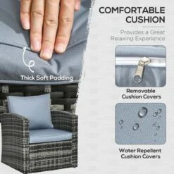 Outsunny 7-Seater Rattan Garden Furniture Set - Grey - 860-120V70GG 13 Outsunny 7-Seater Rattan Garden Furniture Set - Grey - 860-120V70GG -OUTSUNNY Sales Shop o u outsunny 860 120v70gg 3