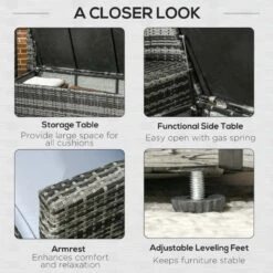 Outsunny 7-Seater Rattan Garden Furniture Set - Grey - 860-120V70GG 14 Outsunny 7-Seater Rattan Garden Furniture Set - Grey - 860-120V70GG -OUTSUNNY Sales Shop o u outsunny 860 120v70gg 4