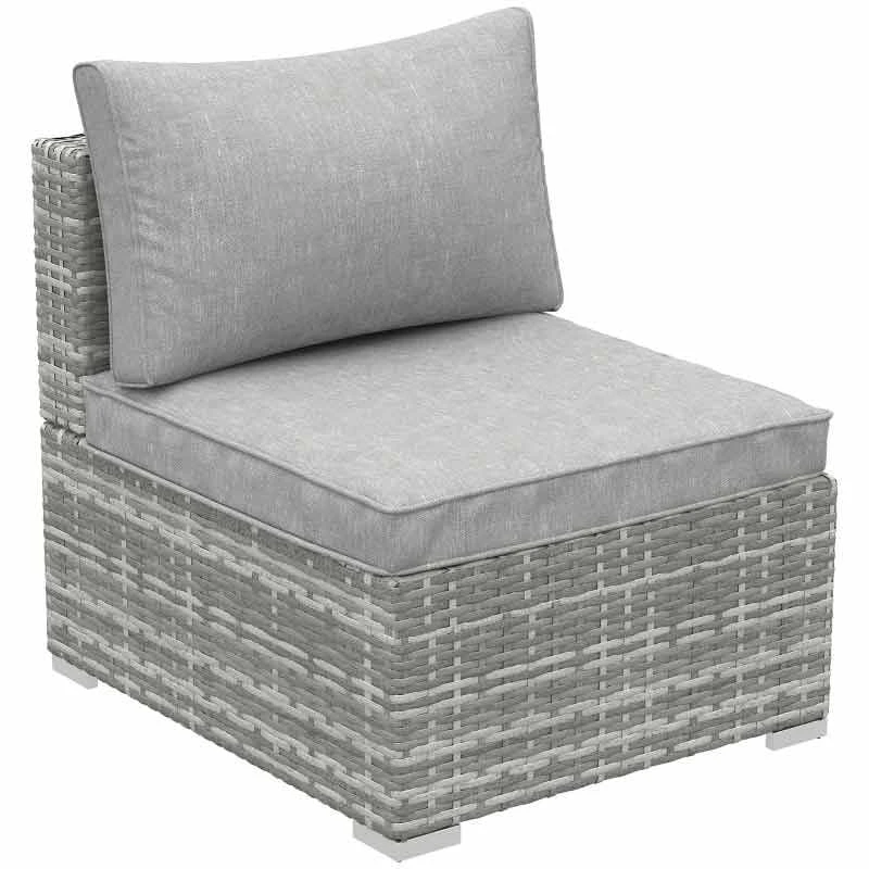 Outsunny Rattan Single Middle Sofa Chair - Light Grey - 860-130 2 Outsunny Rattan Single Middle Sofa Chair - Light Grey - 860-130 - Image 2