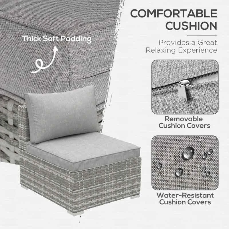 Outsunny Rattan Single Middle Sofa Chair - Light Grey - 860-130 5 Outsunny Rattan Single Middle Sofa Chair - Light Grey - 860-130 - Image 5