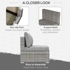 Outsunny Rattan Single Middle Sofa Chair - Light Grey - 860-130 17 Outsunny Rattan Single Middle Sofa Chair - Light Grey - 860-130 -OUTSUNNY Sales Shop o u outsunny 860 130 features