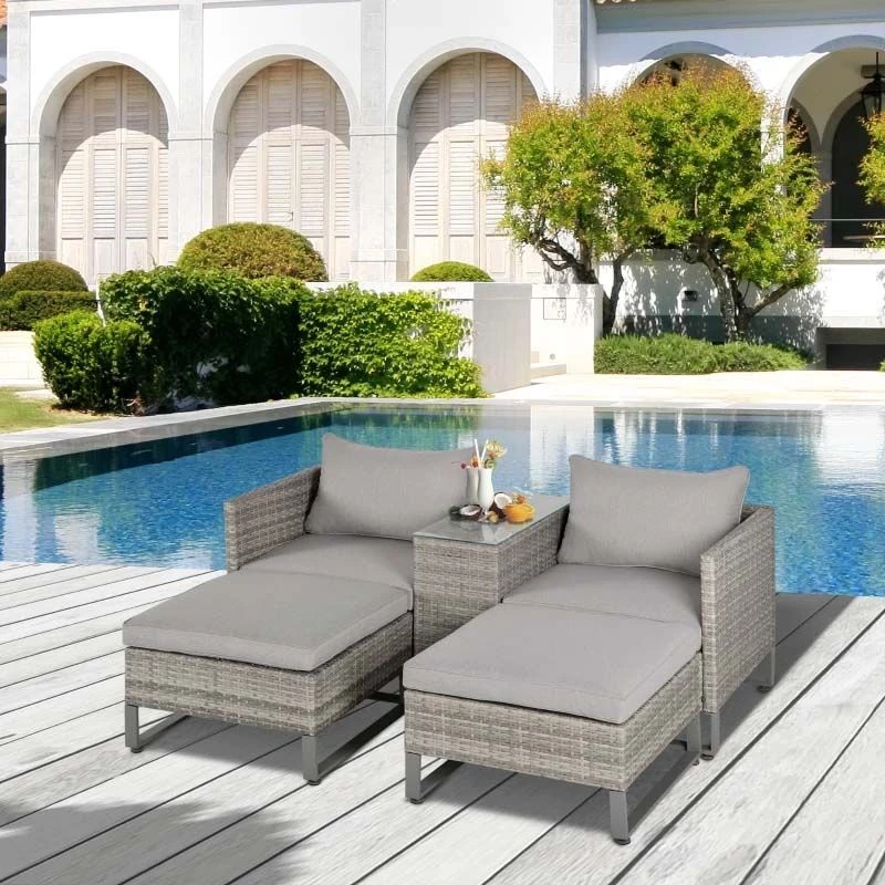Outsunny 2-Seater Rattan Garden Furniture Set - Grey - 860-133 1 Outsunny 2-Seater Rattan Garden Furniture Set - Grey - 860-133