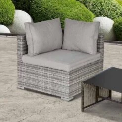 Outsunny PE Rattan Garden Corner Sofa - Grey 860-137GY