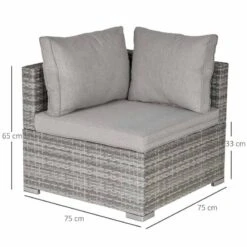Outsunny PE Rattan Garden Corner Sofa - Grey 860-137GY -OUTSUNNY Sales Shop o u outsunny 860 137gy dimensions
