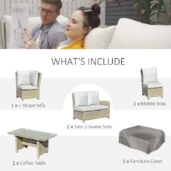 Outsunny 5 Piece Rattan Garden Furniture Set - Cream / Brown - 860-167 -OUTSUNNY Sales Shop o u outsunny 860 167 2