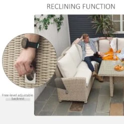 Outsunny 5 Piece Rattan Garden Furniture Set - Cream / Brown - 860-167 -OUTSUNNY Sales Shop o u outsunny 860 167 6