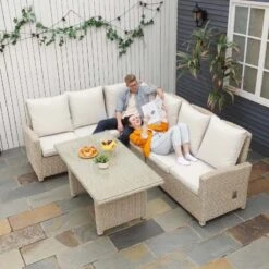 Outsunny 5 Piece Rattan Garden Furniture Set - Cream / Brown - 860-167 -OUTSUNNY Sales Shop o u outsunny 860 167 lifestyle