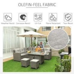Outsunny 8-Seater Rattan Garden Furniture Set With Fire Pit - Grey - 860-170 -OUTSUNNY Sales Shop o u outsunny 860 170 5
