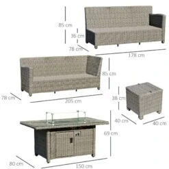 Outsunny 8-Seater Rattan Garden Furniture Set With Fire Pit - Grey - 860-170 -OUTSUNNY Sales Shop o u outsunny 860 170 dimensions