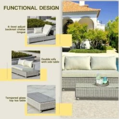 Outsunny 5-Seater Rattan Garden Furniture Set With Cushions - Grey - 860-179V70 -OUTSUNNY Sales Shop o u outsunny 860 179v70 2