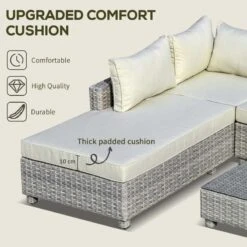 Outsunny 5-Seater Rattan Garden Furniture Set With Cushions - Grey - 860-179V70 -OUTSUNNY Sales Shop o u outsunny 860 179v70 4