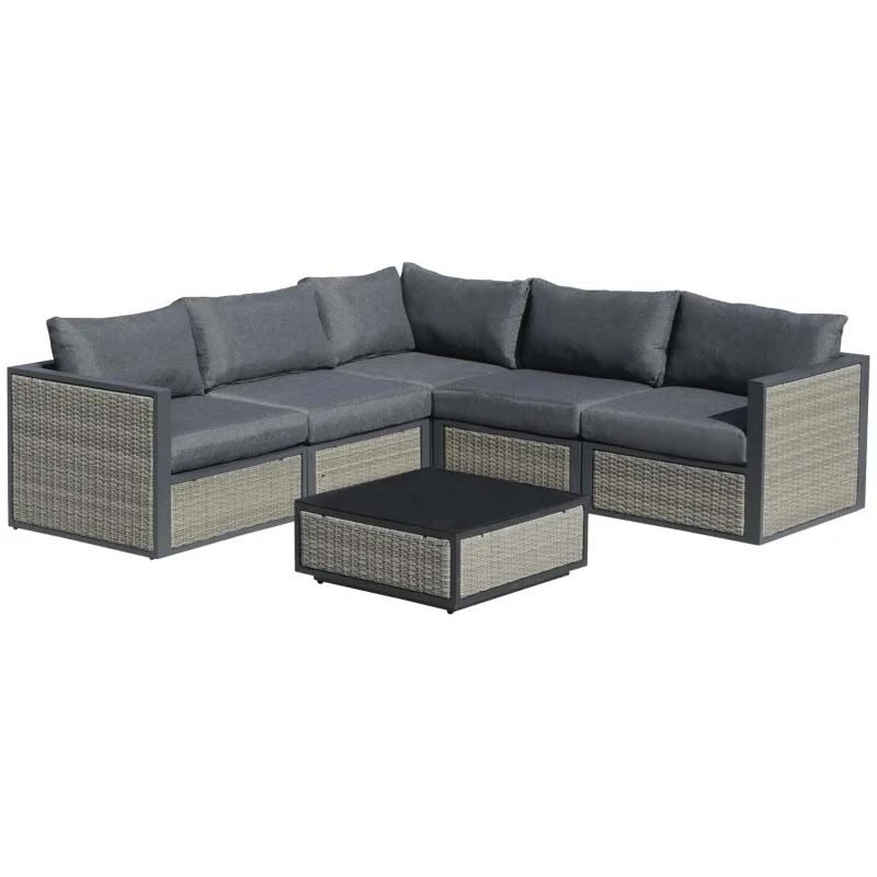 Outsunny 5-Seater Rattan Garden Furniture Set - Grey - 860-181 2 Outsunny 5-Seater Rattan Garden Furniture Set - Grey - 860-181 - Image 2
