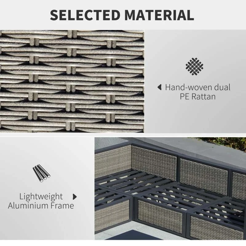 Outsunny 5-Seater Rattan Garden Furniture Set - Grey - 860-181 5 Outsunny 5-Seater Rattan Garden Furniture Set - Grey - 860-181 - Image 5