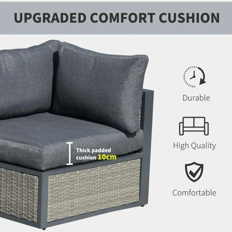 Outsunny 5-Seater Rattan Garden Furniture Set - Grey - 860-181 6 Outsunny 5-Seater Rattan Garden Furniture Set - Grey - 860-181 - Image 6