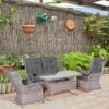 Outsunny 4-Seater Rattan Garden Furniture Set - Grey - 860-214V70