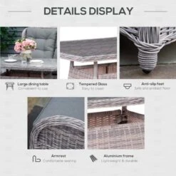 Outsunny 4-Seater Rattan Garden Furniture Set - Grey - 860-214V70 14 Outsunny 4-Seater Rattan Garden Furniture Set - Grey - 860-214V70 -OUTSUNNY Sales Shop o u outsunny 860 214v70 4