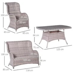 Outsunny 4-Seater Rattan Garden Furniture Set - Grey - 860-214V70 11 Outsunny 4-Seater Rattan Garden Furniture Set - Grey - 860-214V70 -OUTSUNNY Sales Shop o u outsunny 860 214v70 dimensions