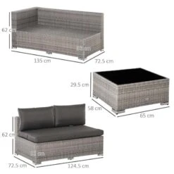 Outsunny 6-Seater Rattan Garden Furniture Set - Grey - 860-221V70 -OUTSUNNY Sales Shop o u outsunny 860 221v70 dimensions