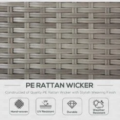 Outsunny 3-Seater Rattan Garden Furniture Set - Grey - 860-228V70 -OUTSUNNY Sales Shop o u outsunny 860 228v70 2