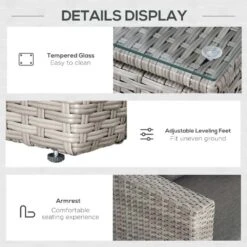 Outsunny 3-Seater Rattan Garden Furniture Set - Grey - 860-228V70 -OUTSUNNY Sales Shop o u outsunny 860 228v70 4