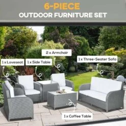 Outsunny 7-Seater Rattan Garden Furniture Set - Grey - 860-251V70GY 13 Outsunny 7-Seater Rattan Garden Furniture Set - Grey - 860-251V70GY -OUTSUNNY Sales Shop o u outsunny 860 251v70gy 2