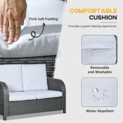 Outsunny 7-Seater Rattan Garden Furniture Set - Grey - 860-251V70GY 16 Outsunny 7-Seater Rattan Garden Furniture Set - Grey - 860-251V70GY -OUTSUNNY Sales Shop o u outsunny 860 251v70gy 5