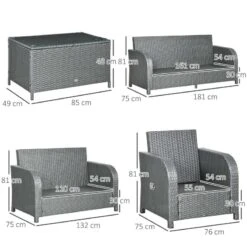 Outsunny 7-Seater Rattan Garden Furniture Set - Grey - 860-251V70GY 12 Outsunny 7-Seater Rattan Garden Furniture Set - Grey - 860-251V70GY -OUTSUNNY Sales Shop o u outsunny 860 251v70gy dimensions