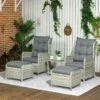Outsunny 2-Seater Rattan Reclining Sun Lounger Set - Grey - 860-264V00GY -OUTSUNNY Sales Shop o u outsunny 860 264v00gy
