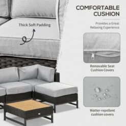 Outsunny 3-Seater Rattan Garden Furniture Set - Brown/Grey - 860-278V70BN -OUTSUNNY Sales Shop o u outsunny 860 278v70bn 3