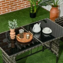 Outsunny 5-Seater Rattan Garden Furniture Set - Grey - 860-292V00GG -OUTSUNNY Sales Shop o u outsunny 860 292v00gg 5
