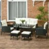 Outsunny 5-Seater Rattan Garden Furniture Set - Black/White - 860-292V70BK 4 Outsunny 5-Seater Rattan Garden Furniture Set - Black/White - 860-292V70BK -OUTSUNNY Sales Shop o u outsunny 860 292v70bk