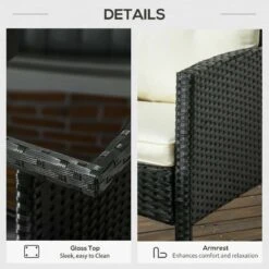 Outsunny 5-Seater Rattan Garden Furniture Set - Black/White - 860-292V70BK -OUTSUNNY Sales Shop o u outsunny 860 292v70bk 4