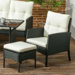 Outsunny 5-Seater Rattan Garden Furniture Set - Black/White - 860-292V70BK -OUTSUNNY Sales Shop o u outsunny 860 292v70bk 5