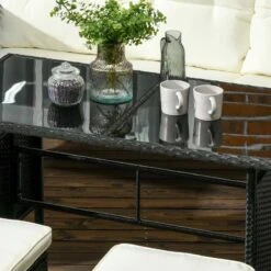 Outsunny 5-Seater Rattan Garden Furniture Set - Black/White - 860-292V70BK -OUTSUNNY Sales Shop o u outsunny 860 292v70bk 7