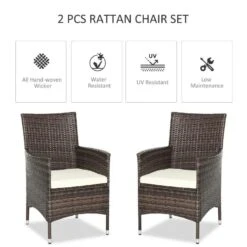 Outsunny Set Of 2 Rattan Armchairs - Mixed Brown - 861-004BN -OUTSUNNY Sales Shop o u outsunny 861 004bn features