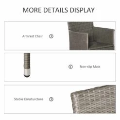 Outsunny Set Of 2 Rattan Armchairs - Grey - 861-004GY -OUTSUNNY Sales Shop o u outsunny 861 004gy details