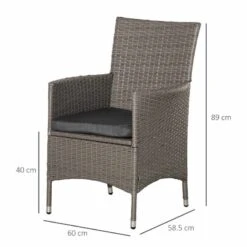 Outsunny Set Of 2 Rattan Armchairs - Grey - 861-004GY -OUTSUNNY Sales Shop o u outsunny 861 004gy dimensions