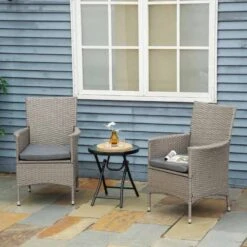 Outsunny Set Of 2 Rattan Armchairs - Grey - 861-004GY -OUTSUNNY Sales Shop o u outsunny 861 004gy lifestyle