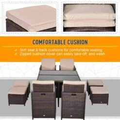 Outsunny 8-Seater Rattan Dining Table & Chairs Set - Brown - 861-028BN 14 Outsunny 8-Seater Rattan Dining Table & Chairs Set - Brown - 861-028BN -OUTSUNNY Sales Shop o u outsunny 861 028bn cushion