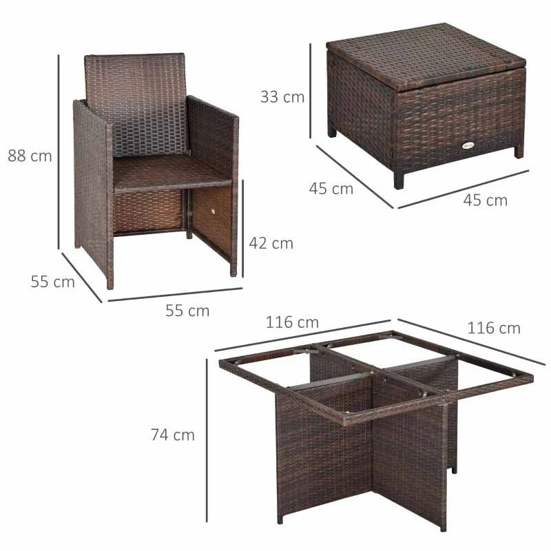 Outsunny 8-Seater Rattan Dining Table & Chairs Set - Brown - 861-028BN 2 Outsunny 8-Seater Rattan Dining Table & Chairs Set - Brown - 861-028BN - Image 2