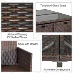 Outsunny 8-Seater Rattan Dining Table & Chairs Set - Brown - 861-028BN 15 Outsunny 8-Seater Rattan Dining Table & Chairs Set - Brown - 861-028BN -OUTSUNNY Sales Shop o u outsunny 861 028bn features2