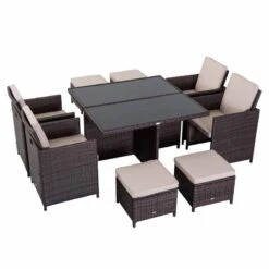 Outsunny 8-Seater Rattan Dining Table & Chairs Set - Brown - 861-028BN 12 Outsunny 8-Seater Rattan Dining Table & Chairs Set - Brown - 861-028BN -OUTSUNNY Sales Shop o u outsunny 861 028bn full set