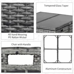 Outsunny 8-Seater Rattan Wicker Dining Table & Chairs Set With Cushion - 861-028GY -OUTSUNNY Sales Shop o u outsunny 861 028gy features