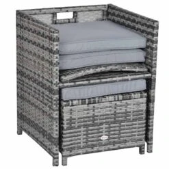 Outsunny 8-Seater Rattan Wicker Dining Table & Chairs Set With Cushion - 861-028GY -OUTSUNNY Sales Shop o u outsunny 861 028gy space2